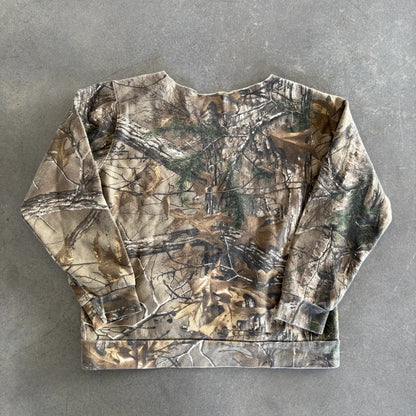 Gander Mountain Faded Camo Sweatshirt Chopped Neckline 00's - Womens L