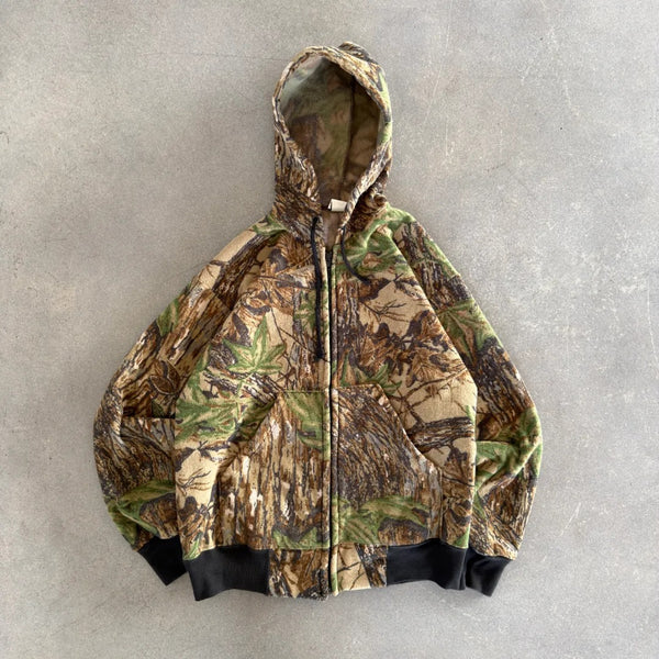 Sports Afield Realtree Camo Fleece Hooded Jacket 90's - S