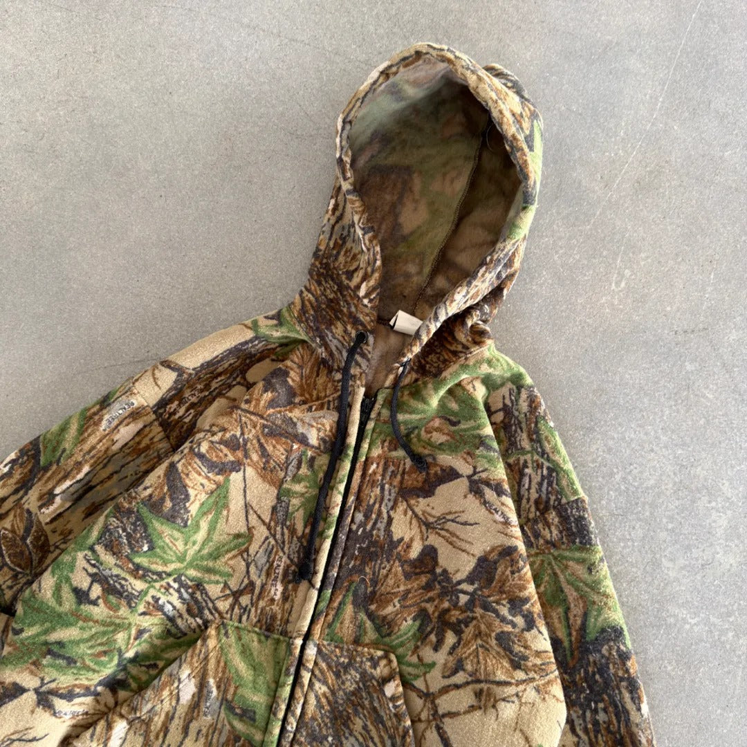 Sports Afield Realtree Camo Fleece Hooded Jacket 90's - S