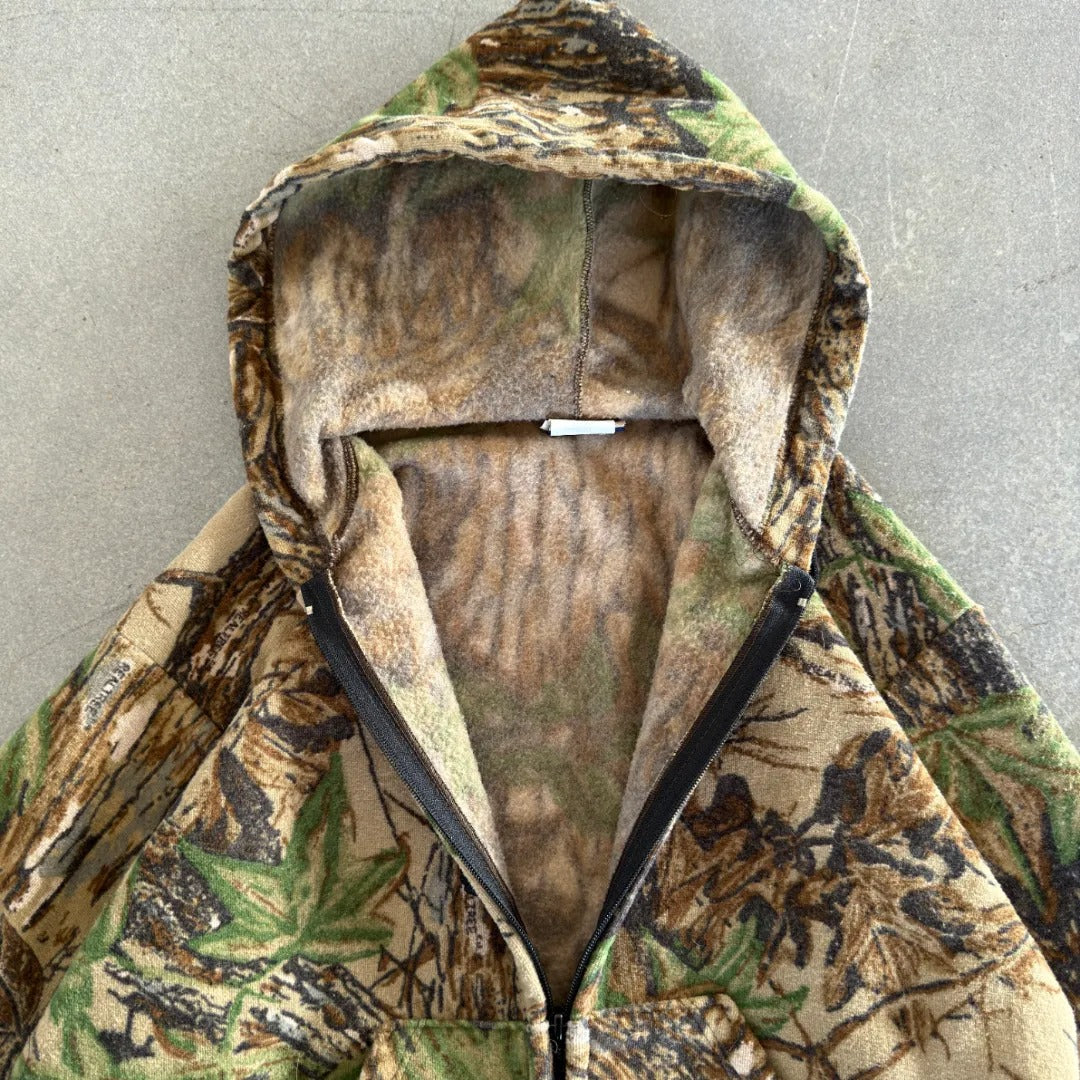 Sports Afield Realtree Camo Fleece Hooded Jacket 90's - S