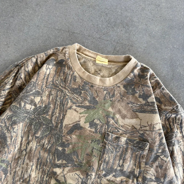 Faded Camo Realree Duxbak Pocket Tee Long Sleeve Shirt 80's - L hover