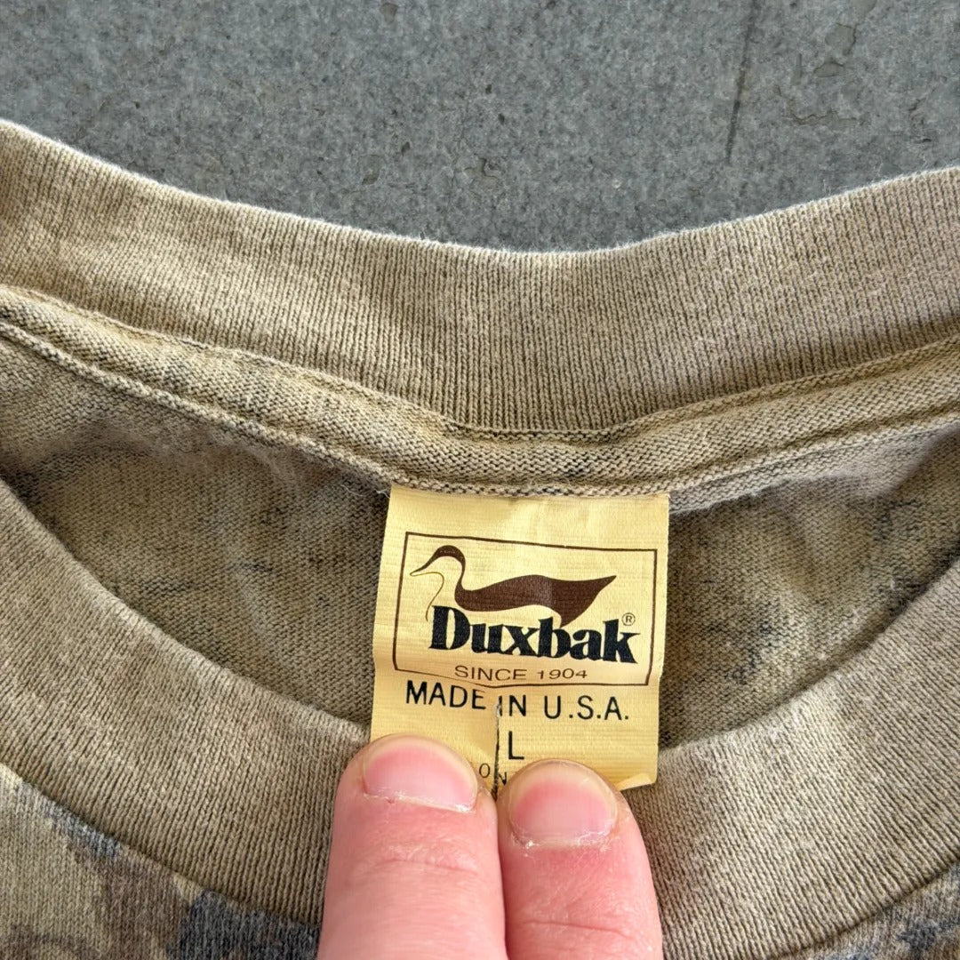 Faded Camo Realree Duxbak Pocket Tee Long Sleeve Shirt 80's - L