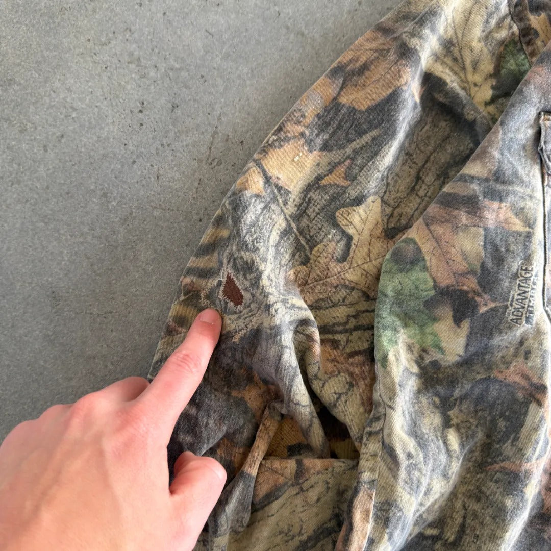 Distressed Faded DuxBak Camo Realtree Button Up Shirt 90's - M