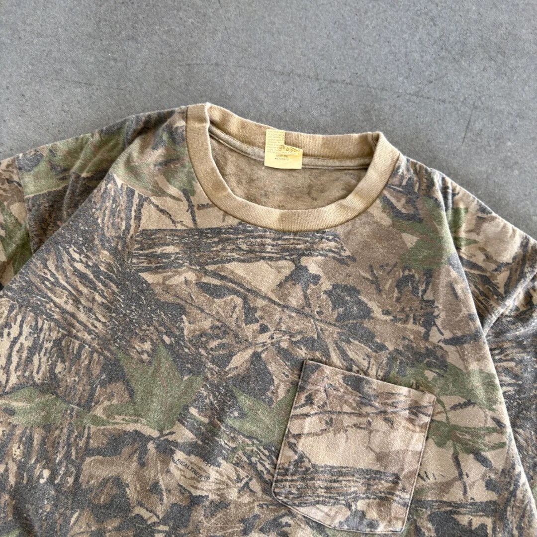 Camo Faded Single Stitch Realtree Duxbak Pocket Shirt 90's - L