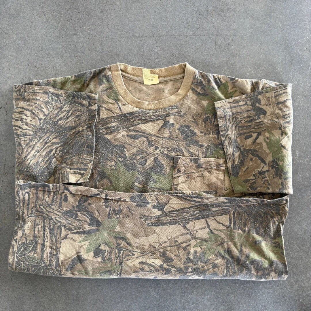 Camo Faded Single Stitch Realtree Duxbak Pocket Shirt 90's - L