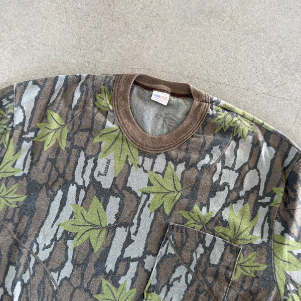 Trebark Camo Single Stitch Pocket Tee Shirt USA 80's - M hover