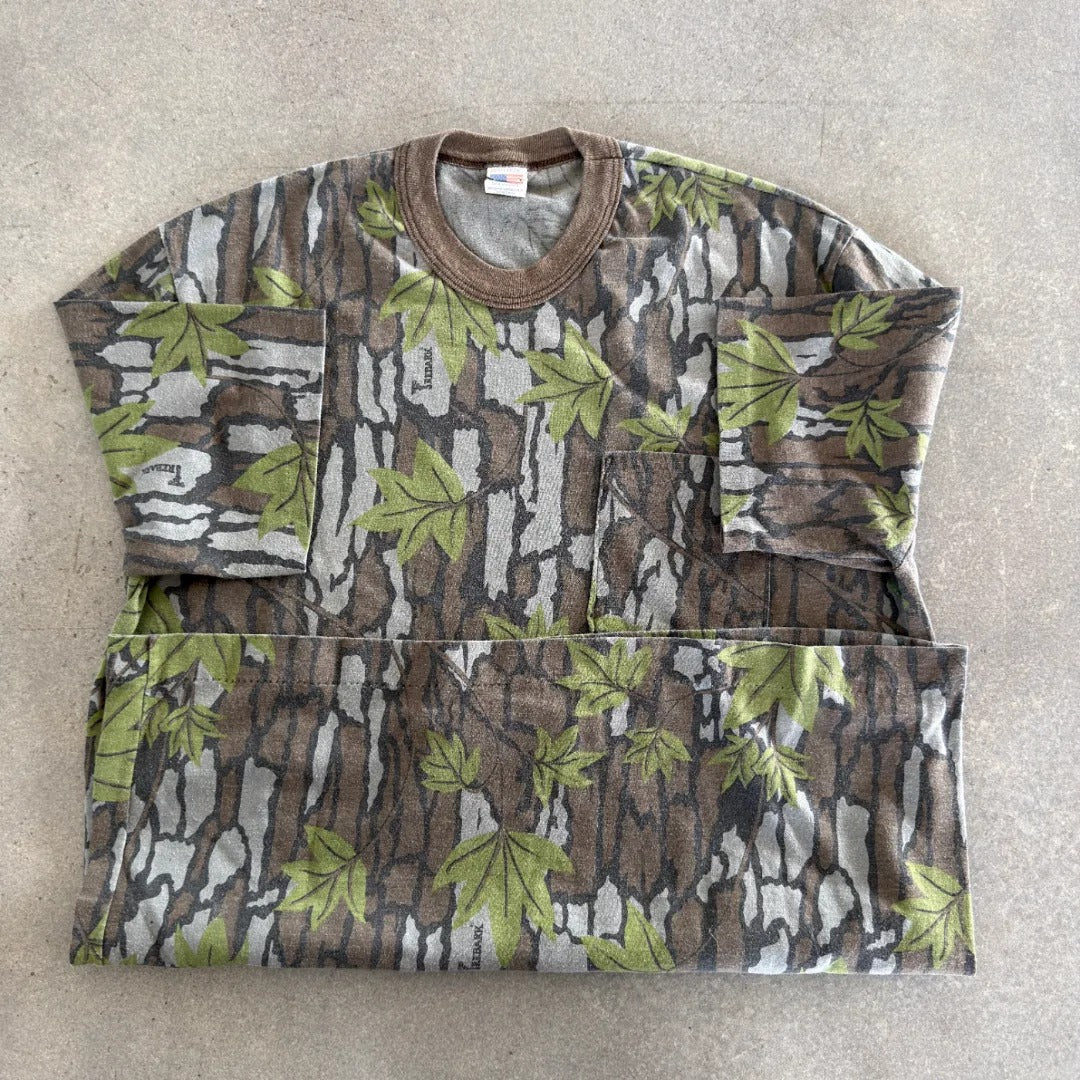 Trebark Camo Single Stitch Pocket Tee Shirt USA 80's - M