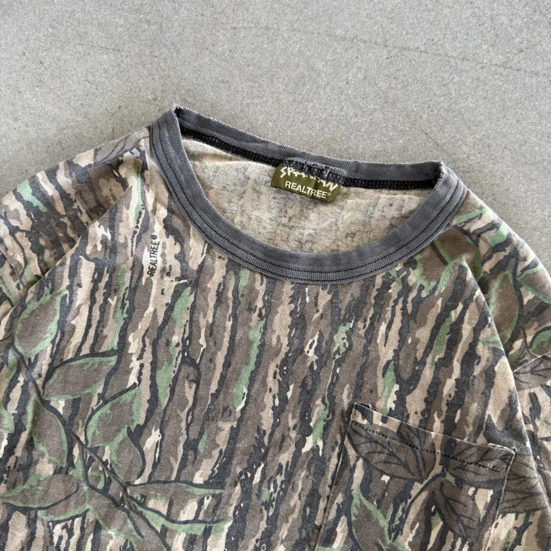 Spartan Realtree Camo Single Stitch Pocket Tee Shirt 80's - S