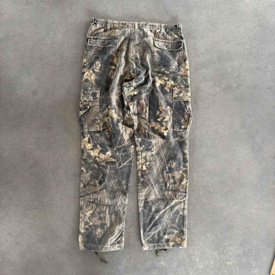 Camo Mossy Oak Hunting Cargo Baggy Pants 90's - 36