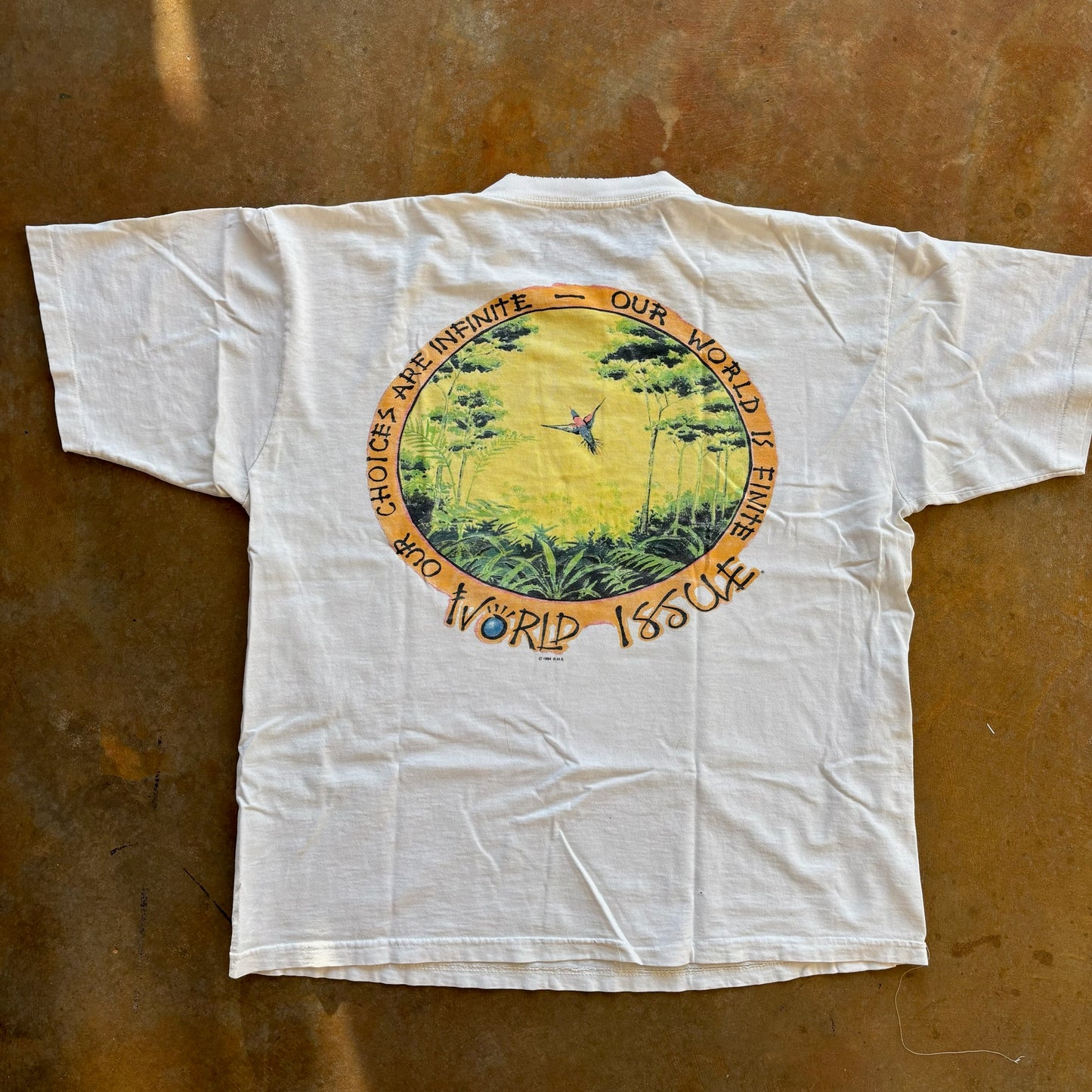 World Issue 1994 Double Sided Art Graphic Tee Keith Haring Single Stitch Shirt 90's - XL