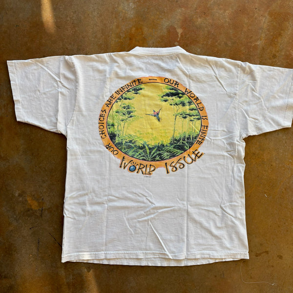 World Issue 1994 Double Sided Art Graphic Tee Keith Haring Single Stitch Shirt 90's - XL