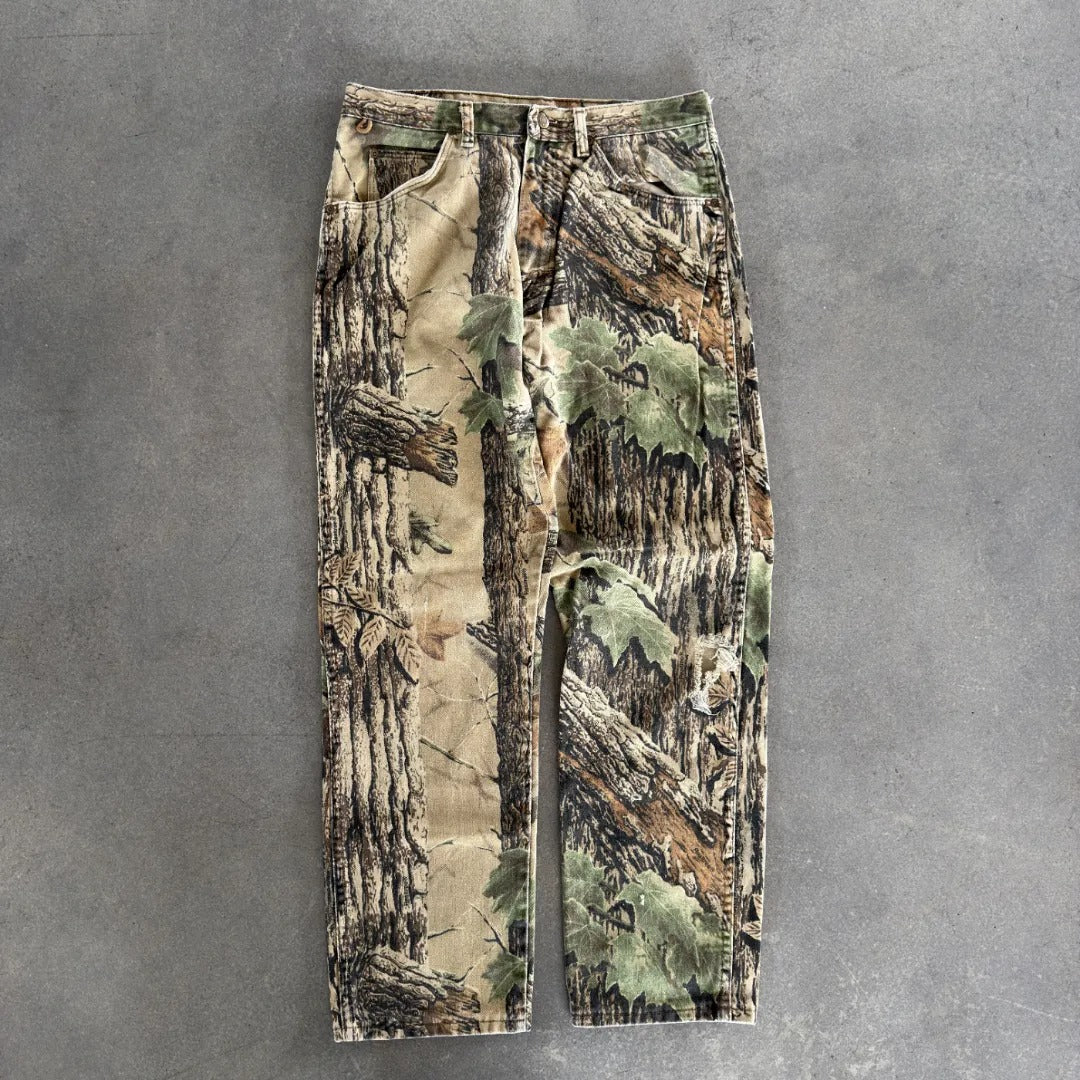 Distressed Wrangler Rugged Wear Camo Realtree Baggy Pants Jeans 00's - 30