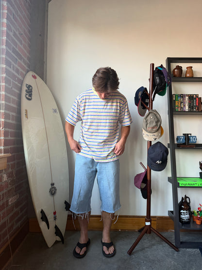 Gotcha Striped Geometric Pattern AOP Surf Shirt 80's - L