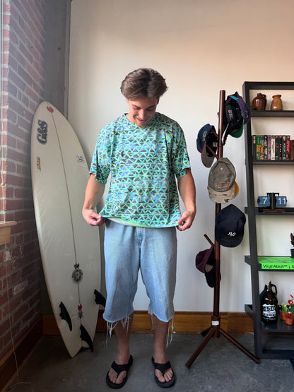 Hobie AOP Geometric Abstract Art Pattern Surf Shirt 80's - XL