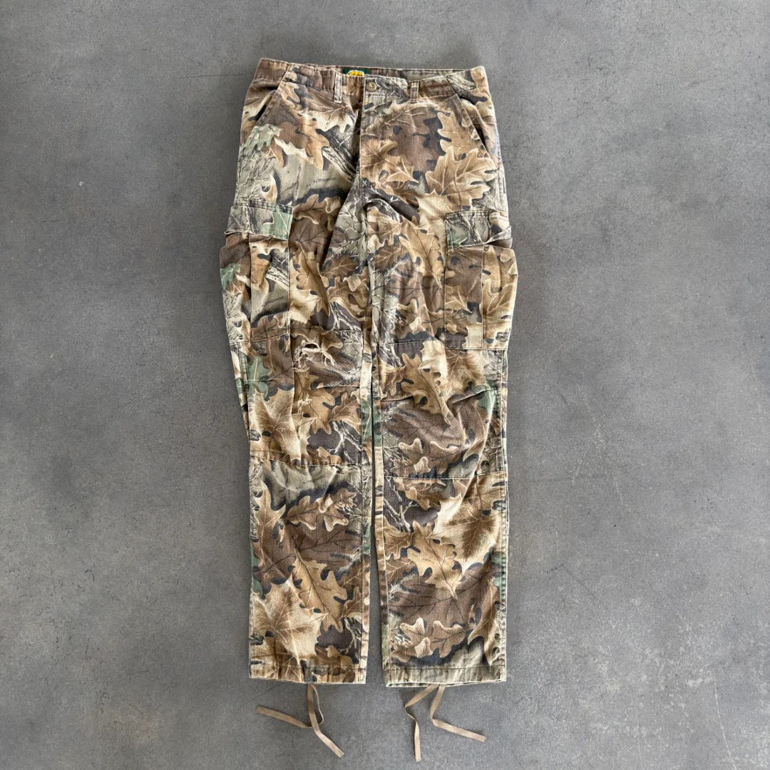 Distressed Cabelas Camo US Army Combat Trousers Double Knee Pants 90's - 34