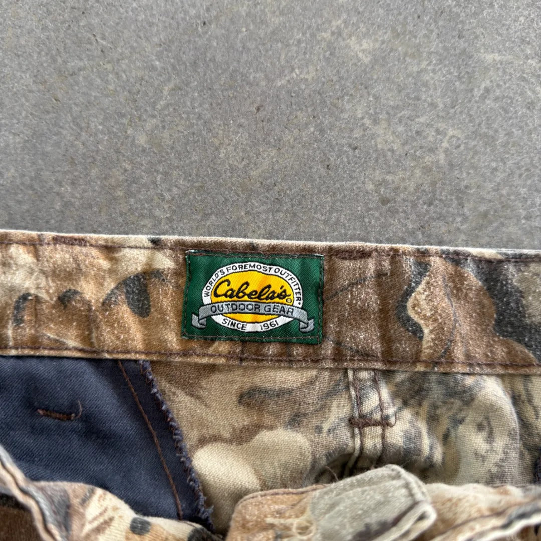 Distressed Cabelas Camo US Army Combat Trousers Double Knee Pants 90's - 34