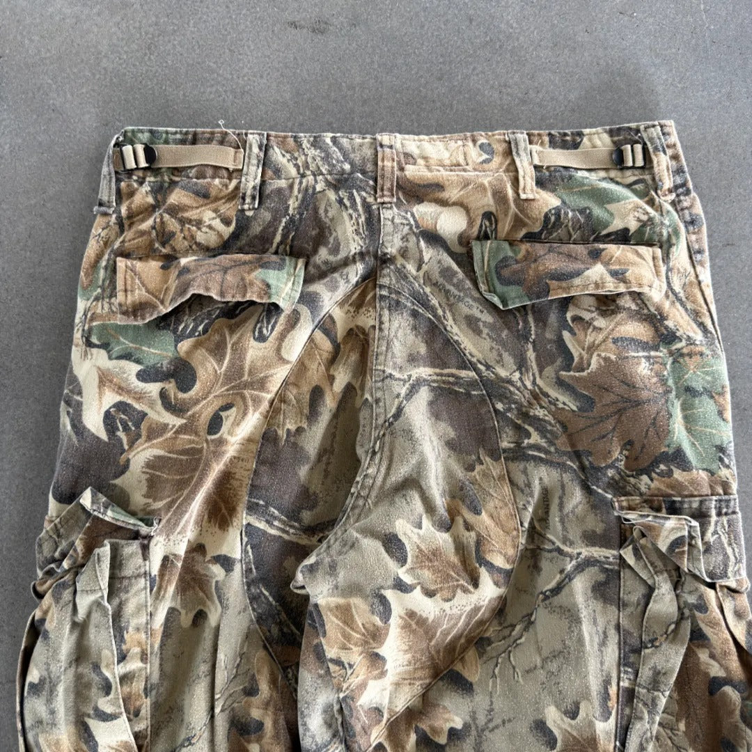 Distressed Cabelas Camo US Army Combat Trousers Double Knee Pants 90's - 34