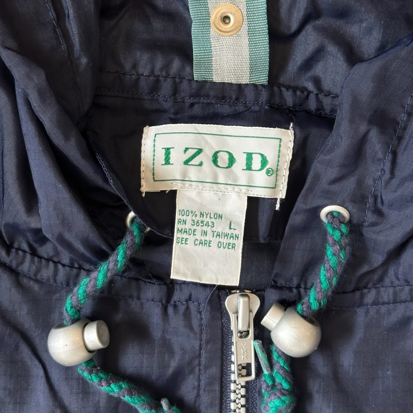 Izod Hooded Rain/Windbreaker Jacket Kangaroo Pouch 90's - L