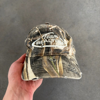 Team Realtree Camo Distressed Strapback Hat 00's - OSFM